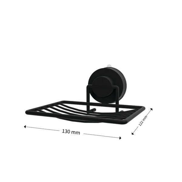 Airgrip Premium Matt Black SS Soap Rack | Bathroom Organizer | No Drilling | Vacuum Suction | 1kg Capacity | Reusable | Bathroom Accessories