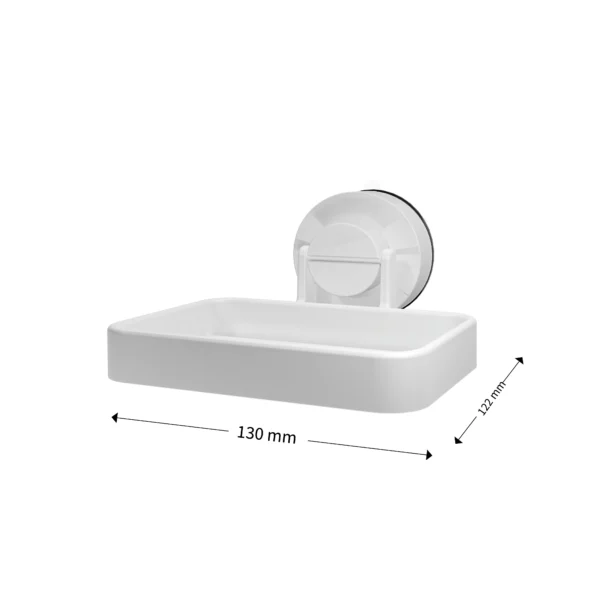Airgrip Premium White Soap Rack | Bathroom Organizer | No Drilling | Vacuum Suction | 1kg Capacity | Reusable | Bathroom Accessories