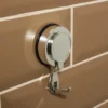 Airgrip Premium Silver Wall Hooks | Bathroom Accessories | No Drilling | Vacuum Suction | 5kg Capacity | Reusable | Kitchen Accessories