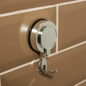 Airgrip Premium Silver Wall Hooks | Bathroom Accessories | No Drilling | Vacuum Suction | 5kg Capacity | Reusable | Kitchen Accessories