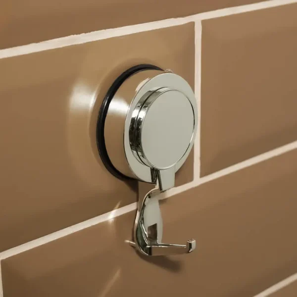 Airgrip Premium Silver Wall Hooks | Bathroom Accessories | No Drilling | Vacuum Suction | 5kg Capacity | Reusable | Kitchen Accessories