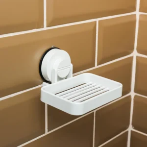 Airgrip Premium White Soap Rack | Bathroom Organizer | No Drilling | Vacuum Suction | 1kg Capacity | Reusable | Bathroom Accessories