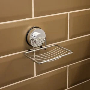 Airgrip Premium Silver SS Soap Rack | Bathroom Organizer | No Drilling | Vacuum Suction | 1kg Capacity | Reusable | Bathroom Accessories