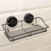 Airgrip Matt Black SS Storage Rack | Shower Shelf Organizer | No Drilling | Vacuum Suction | 5kg Capacity | Reusable | Bathroom Accessories | Kitchen Organizer