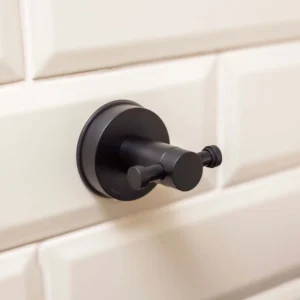 Airgrip Matt Black Dress Hanger | Wall Mounted Clothing Bar | No Drilling | Vacuum Suction | 3kg Capacity | Reusable | Bathroom Accessories Organizer