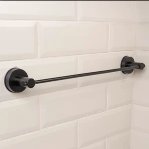 Airgrip Matt Black SS Towel Bar | Bathroom Towel Rod | No Drilling | Vacuum Suction | 3kg Capacity | Reusable | Bathroom Accessories