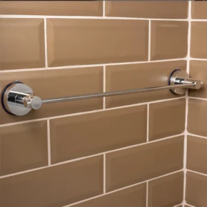 Airgrip Silver SS Towel Bar | Bathroom Towel Rod | No Drilling | Vacuum Suction | 3kg Capacity | Reusable | Bathroom Accessories