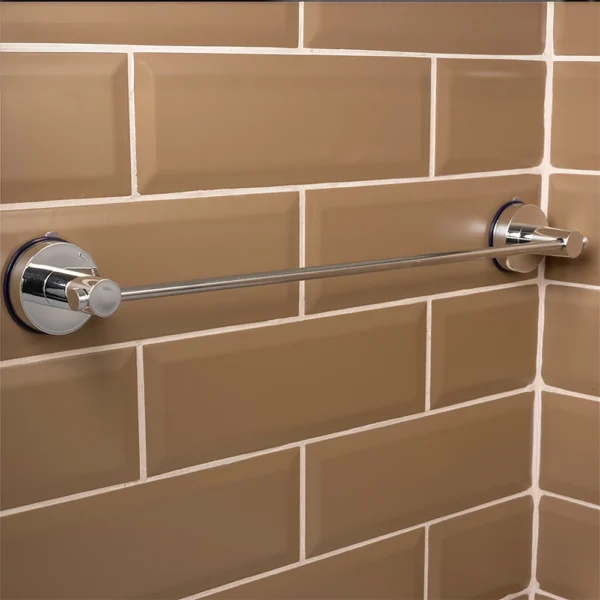 Airgrip Silver SS Towel Bar | Bathroom Towel Rod | No Drilling | Vacuum Suction | 3kg Capacity | Reusable | Bathroom Accessories