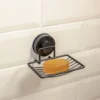 Airgrip Premium Matt Black SS Soap Rack | Bathroom Organizer | No Drilling | Vacuum Suction | 1kg Capacity | Reusable | Bathroom Accessories