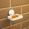 Airgrip Premium White Soap Rack | Bathroom Organizer | No Drilling | Vacuum Suction | 1kg Capacity | Reusable | Bathroom Accessories