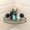 Airgrip Matt Black SS Corner Rack | Bathroom Shelf | No Drilling | Vacuum Suction | 3kg Capacity | Reusable | Bathroom Accessories Organizer