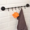 Airgrip Matt Black SS Multi Hanger Bar | Multipurpose Wall Hooks Bar | No Drilling | Vacuum Suction | 3kg Capacity | Reusable | Bathroom Accessories
