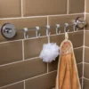Airgrip Silver SS Multi Hanger Bar | Multipurpose Wall Hooks Bar | No Drilling | Vacuum Suction | 3kg Capacity | Reusable | Bathroom Accessories