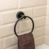 Airgrip Matt Black Towel Ring | No Drilling | Vacuum Suction | 1kg Capacity | Reusable | Bathroom Accessories