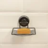 Airgrip Premium Matt Black SS Soap Rack | Bathroom Organizer | No Drilling | Vacuum Suction | 1kg Capacity | Reusable | Bathroom Accessories