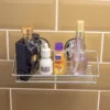 Airgrip Silver SS Storage Rack | Shower Shelf Organizer | No Drilling | Vacuum Suction | 5kg Capacity | Reusable | Bathroom Accessories Organizer | Kitchen Organizer