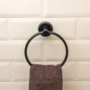 Airgrip Matt Black Towel Ring | No Drilling | Vacuum Suction | 1kg Capacity | Reusable | Bathroom Accessories