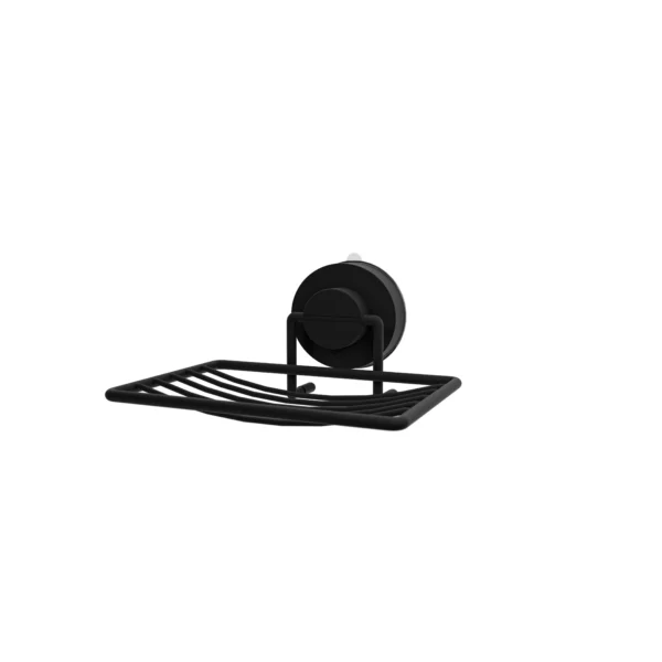 Airgrip Premium Matt Black SS Soap Rack | Bathroom Organizer | No Drilling | Vacuum Suction | 1kg Capacity | Reusable | Bathroom Accessories