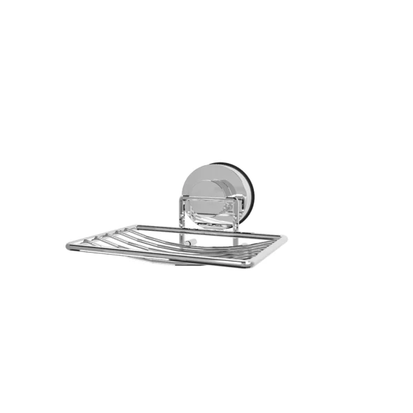Airgrip Premium Silver SS Soap Rack | Bathroom Organizer | No Drilling | Vacuum Suction | 1kg Capacity | Reusable | Bathroom Accessories