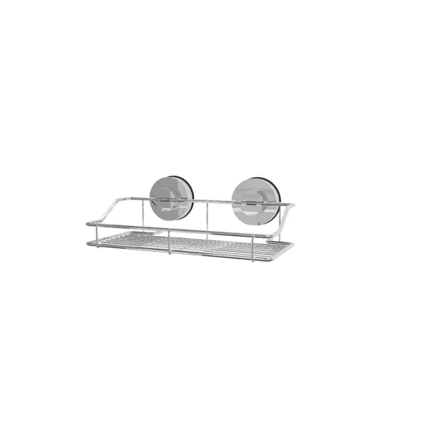 Airgrip Silver SS Storage Rack | Shower Shelf Organizer | No Drilling | Vacuum Suction | 5kg Capacity | Reusable | Bathroom Accessories Organizer | Kitchen Organizer