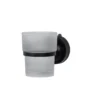 Airgrip Matt Black SS Tumbler Holder | Bathroom Accessories with Hooks | No Drilling | Vacuum Suction | 1kg Capacity | Reusable | Bathroom Accessories