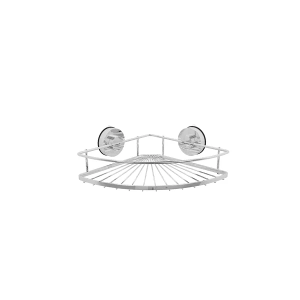 Airgrip Silver SS Corner Rack | Bathroom Shelf | No Drilling | Vacuum Suction | 3kg Capacity | Reusable | Bathroom Accessories Organizer
