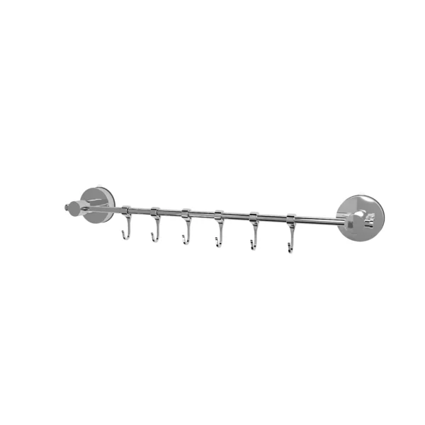 Airgrip Silver SS Multi Hanger Bar | Multipurpose Wall Hooks Bar | No Drilling | Vacuum Suction | 3kg Capacity | Reusable | Bathroom Accessories