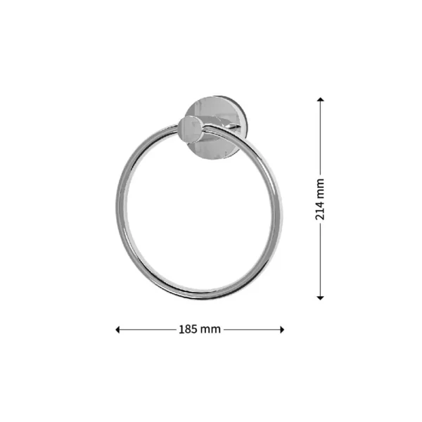Airgrip Silver Towel Ring | No Drilling | Vacuum Suction | 1kg Capacity | Reusable | Bathroom Accessories
